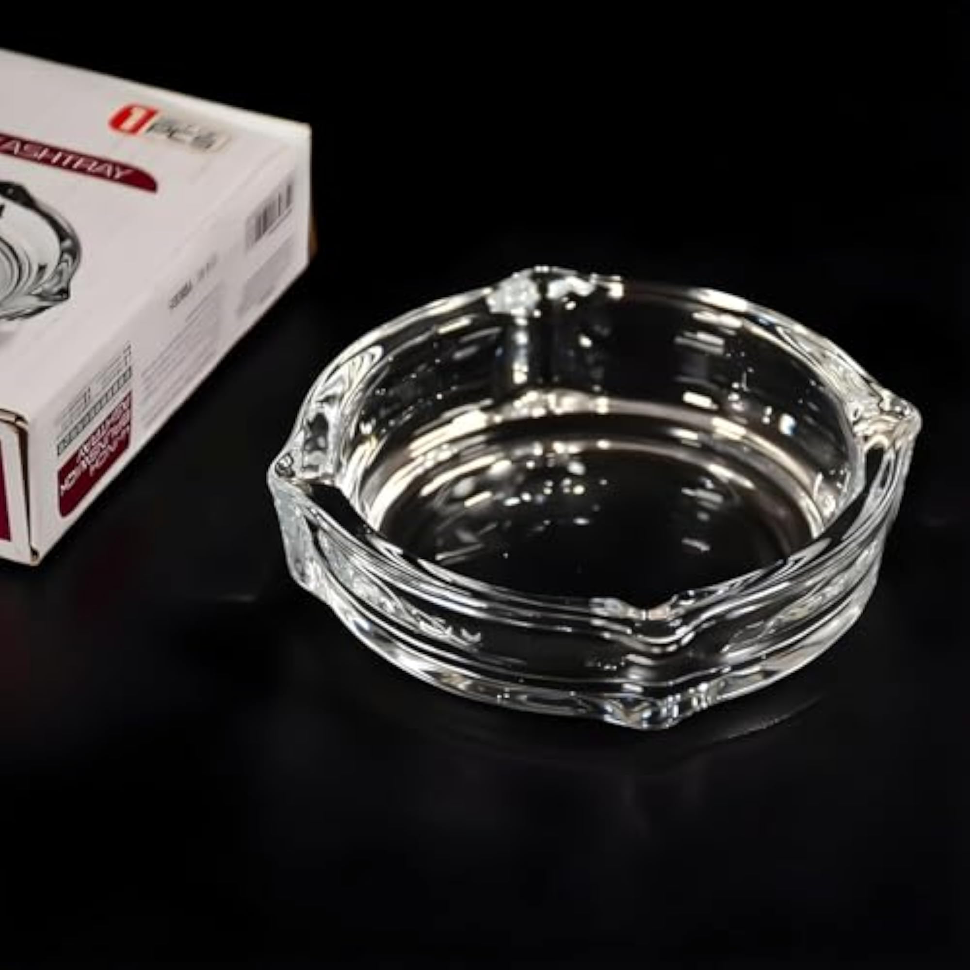 Crystal Glass Round Ashtray for Cigarette & Cigar